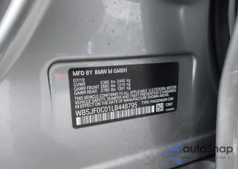 2020 BMW M5 Competition из США, поврежденный, VIN WBSJF0C01LB448795